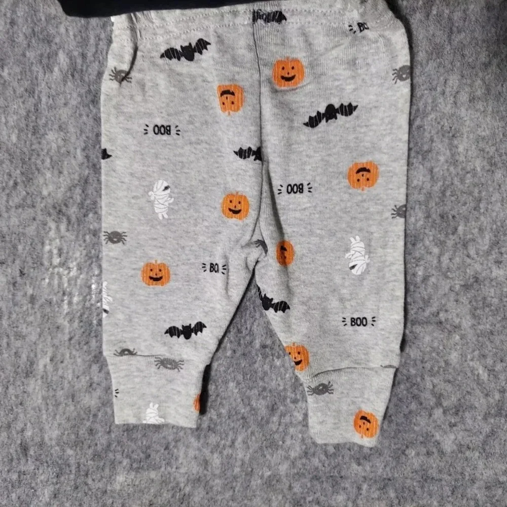 Carters Outfit Baby 6M Black Pumpkin Bat Mummy Spooky Fall Halloween‎ Two Piece
